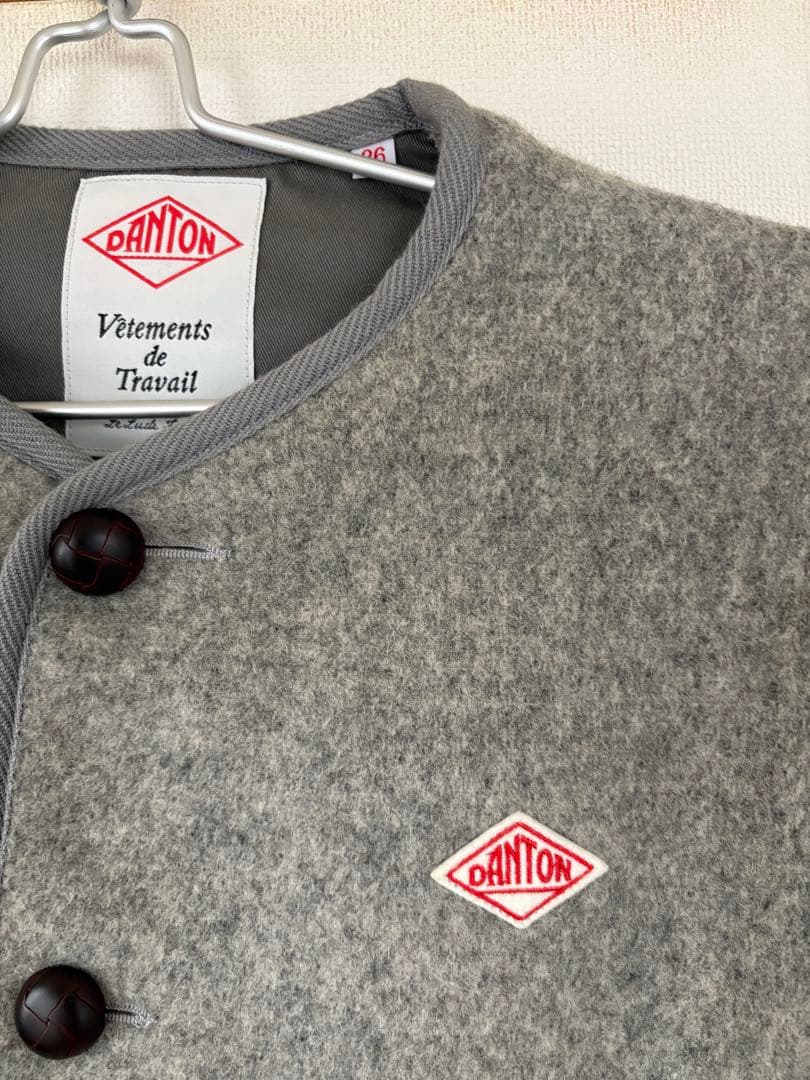 DANTON グレー ノーカラージャケット　 36サイズ