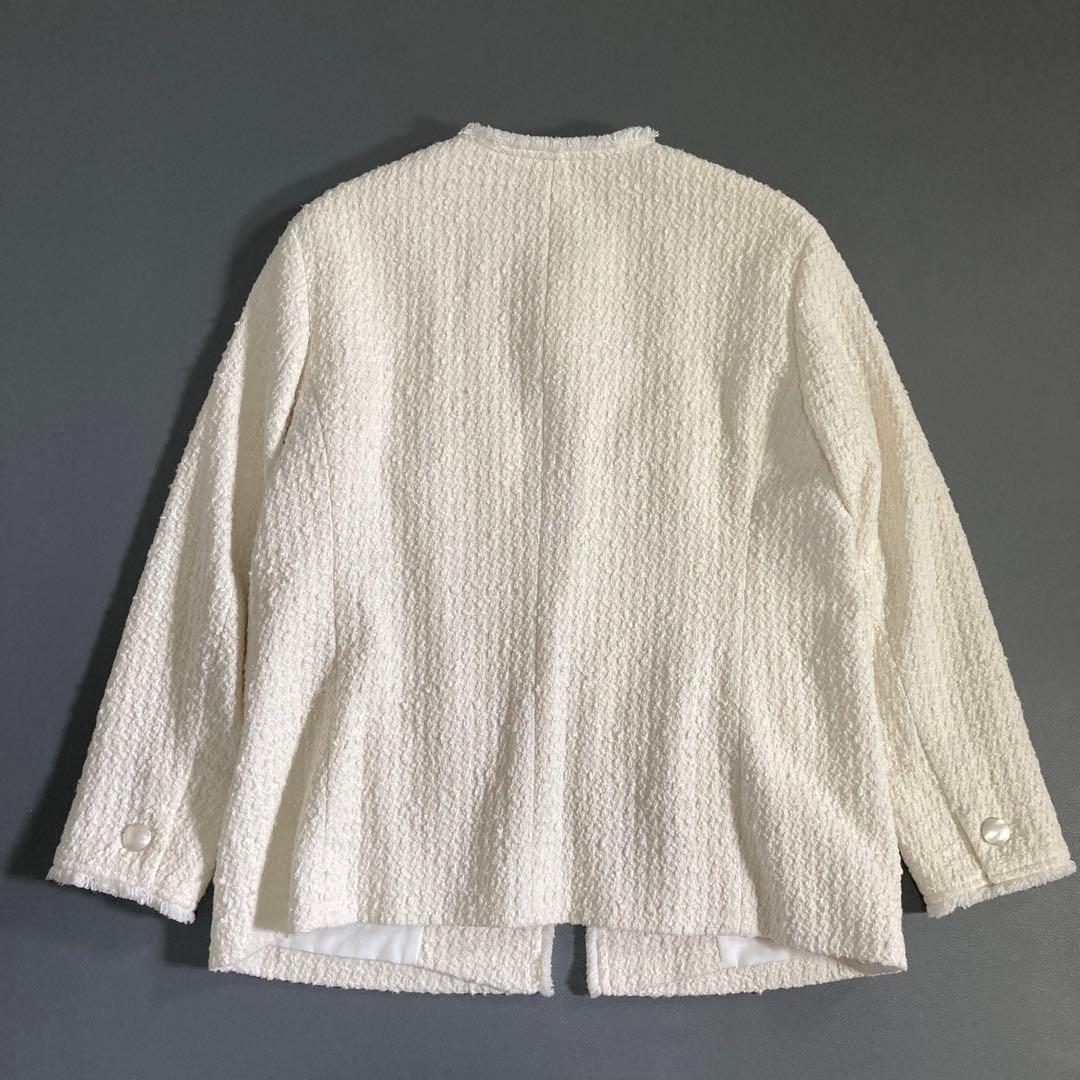 美品 23区 23SS スラブファンシーツイード ジャケット ホワイト 38