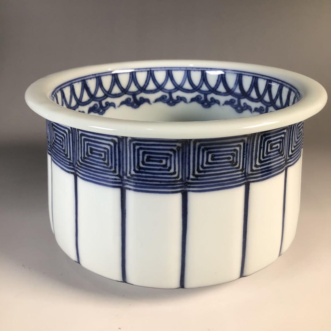 Ｍ２９６　皆具　『平安春峰造』『染付』『水指　建水　蓋置　杓立』　共箱　茶道具