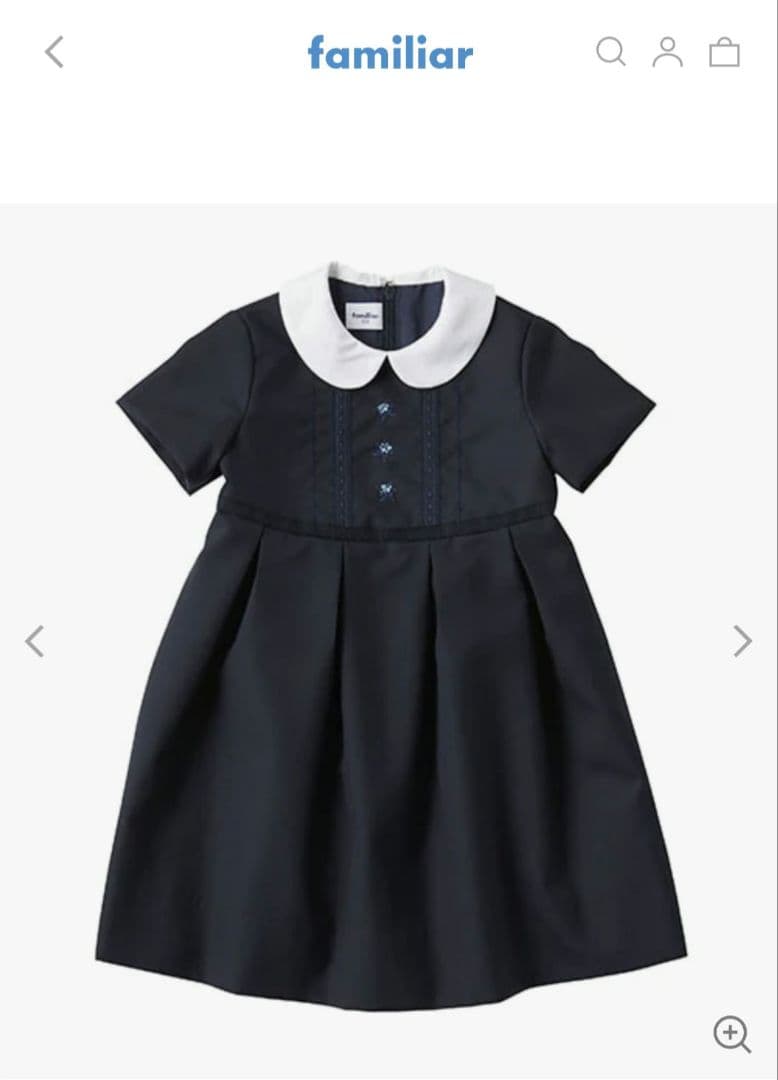 ファミリア　ネイビー 半袖ワンピース お受験 白洋舍クリーニング済