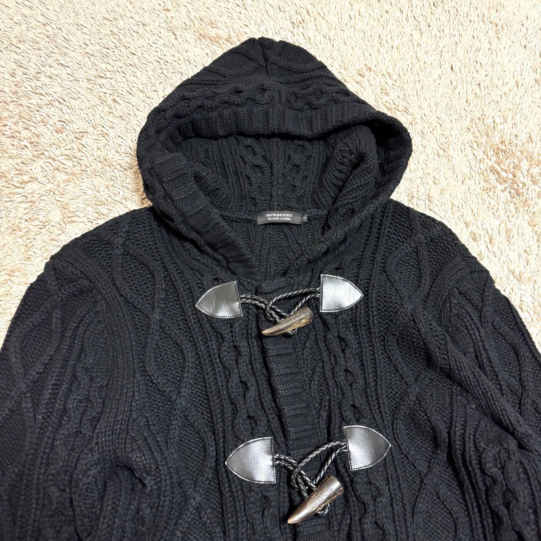 BURBERRY BLACK LABEL ダッフルコート ケーブルニット ジップ