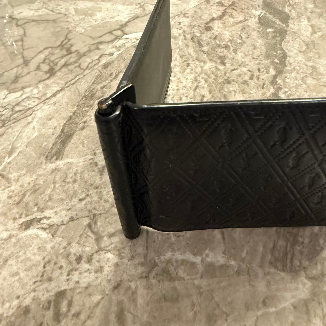 サンローラン 二つ折りマネークリップ 647153 ブラック レザー 中古