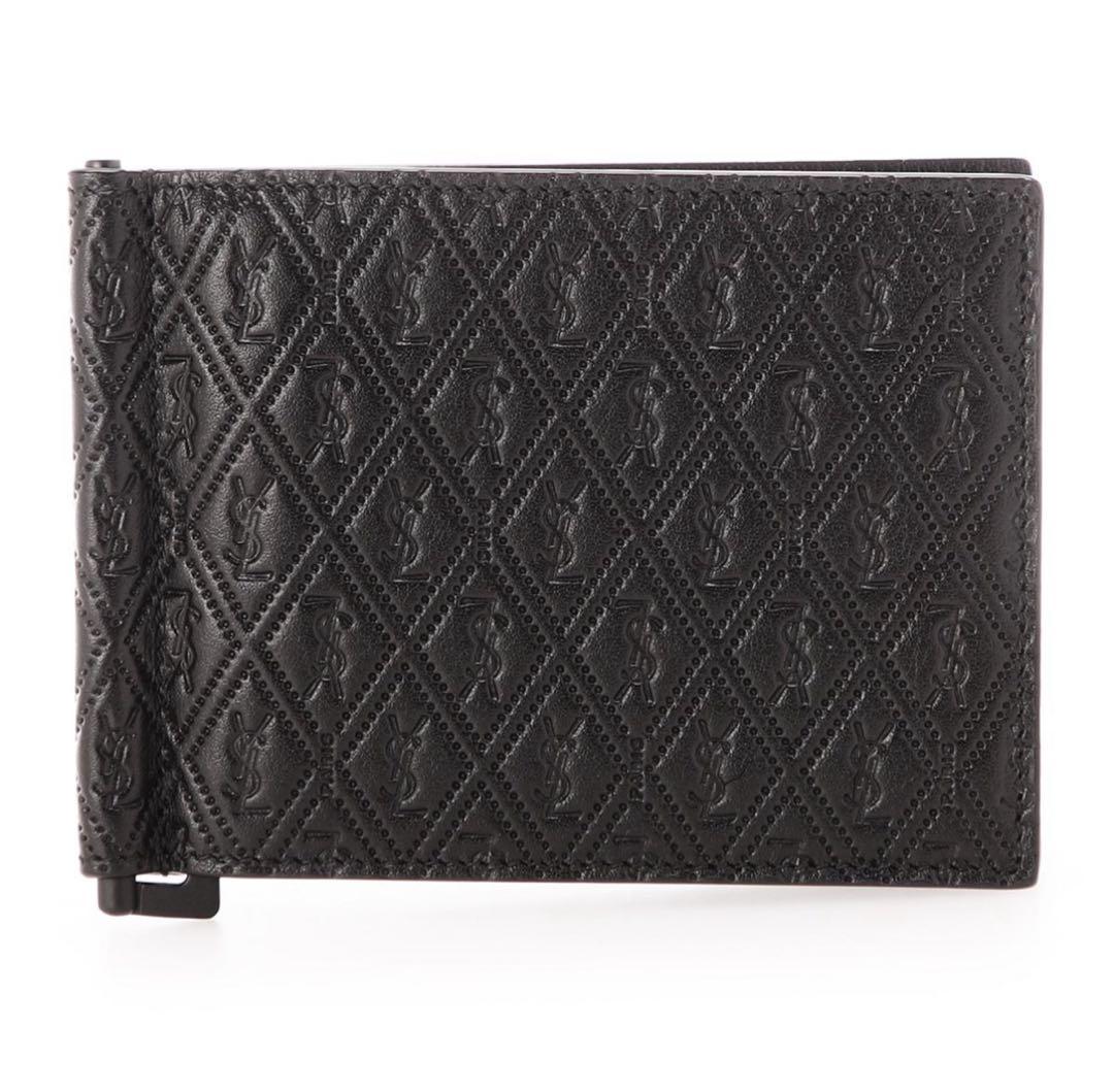 サンローラン 二つ折りマネークリップ 647153 ブラック レザー 中古