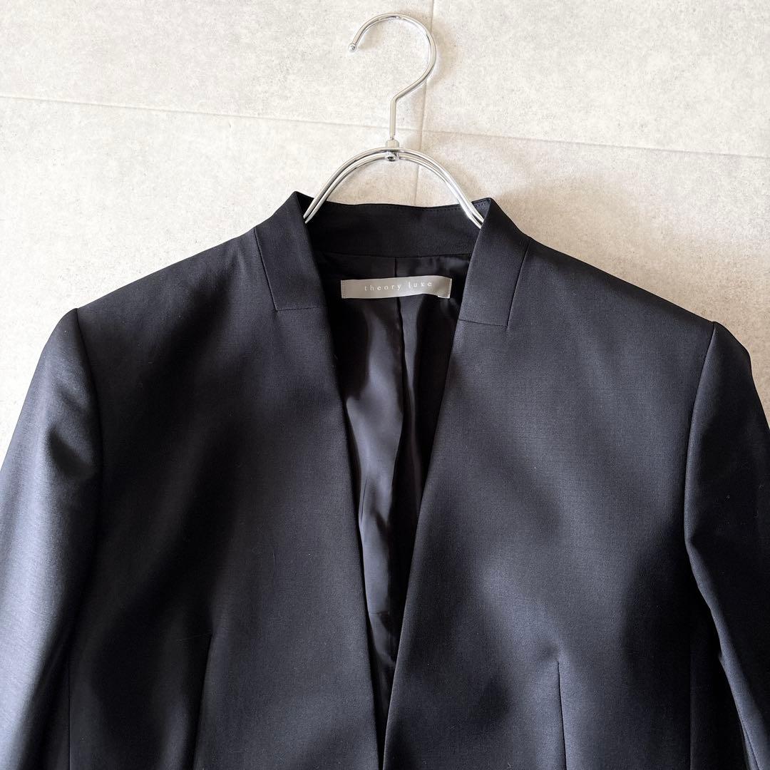 セオリーリュクス EXECUTIVE ノーカラーテーラードジャケット 38 黒