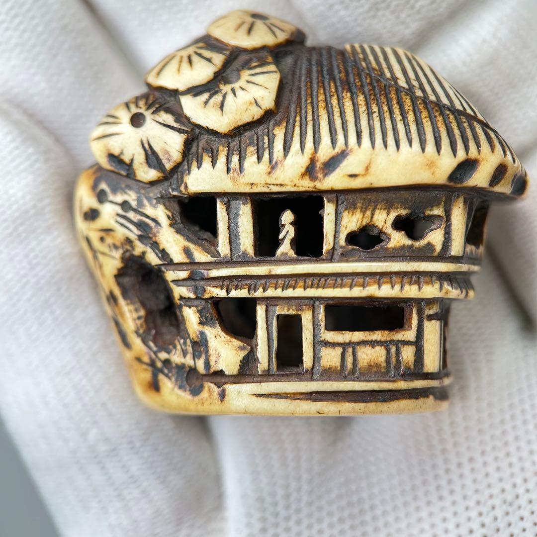 彫刻極上根付天然素材アンティーク骨董飾り物古美術置物細密細工