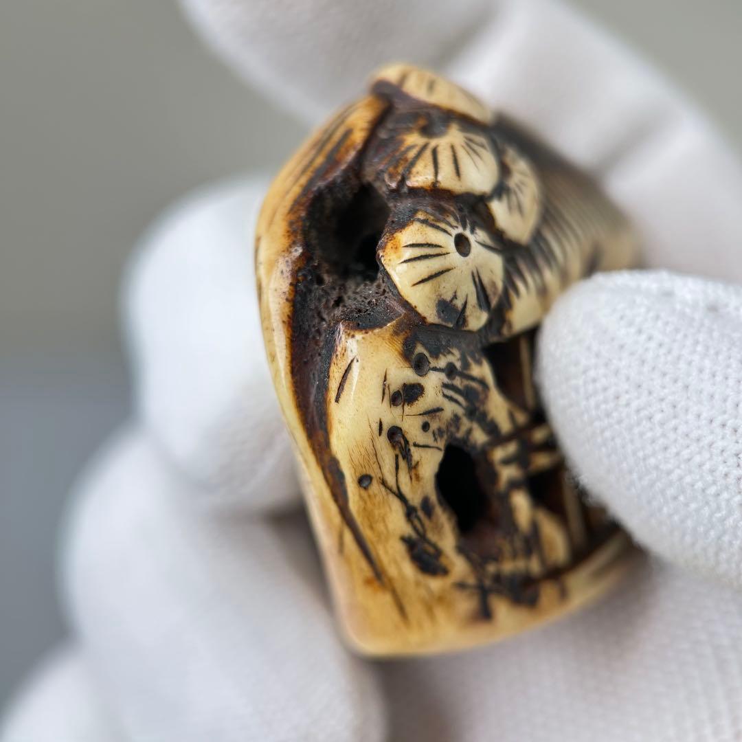 彫刻極上根付天然素材アンティーク骨董飾り物古美術置物細密細工