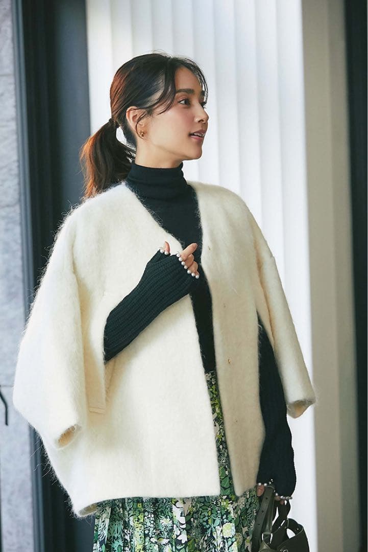 【未使用】SEVENTEN セブンテン ミディアムコクーンシャギーコートXS