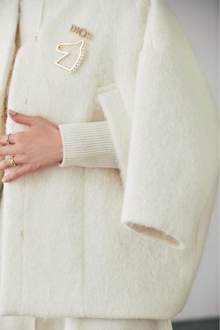 【未使用】SEVENTEN セブンテン ミディアムコクーンシャギーコートXS