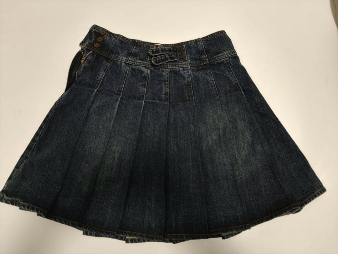 Coyseio ダークデニム プリーツミニスカート