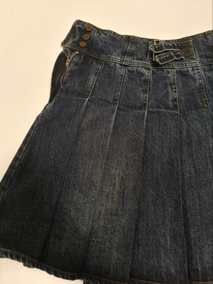 Coyseio ダークデニム プリーツミニスカート