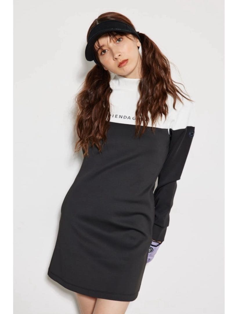 riendagolf リエンダゴルフ バイカラーロゴカットOPワンピース