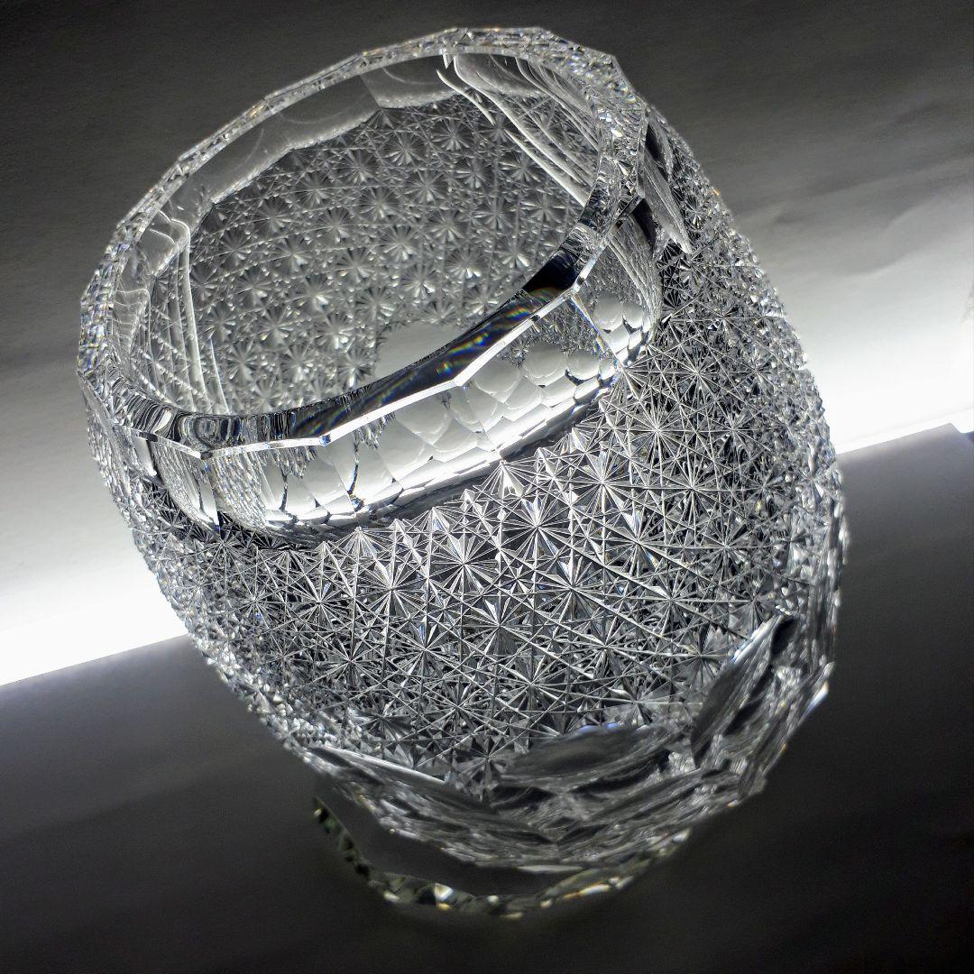 江戸切子　堀口硝子　三代目秀石 作品　花器　銘「ゴジラの卵」【 未使用　美品 】