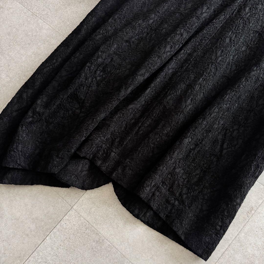 萌 　ロングコート　アシンメトリー　黒　M-L　マオカラ―　ジャガード