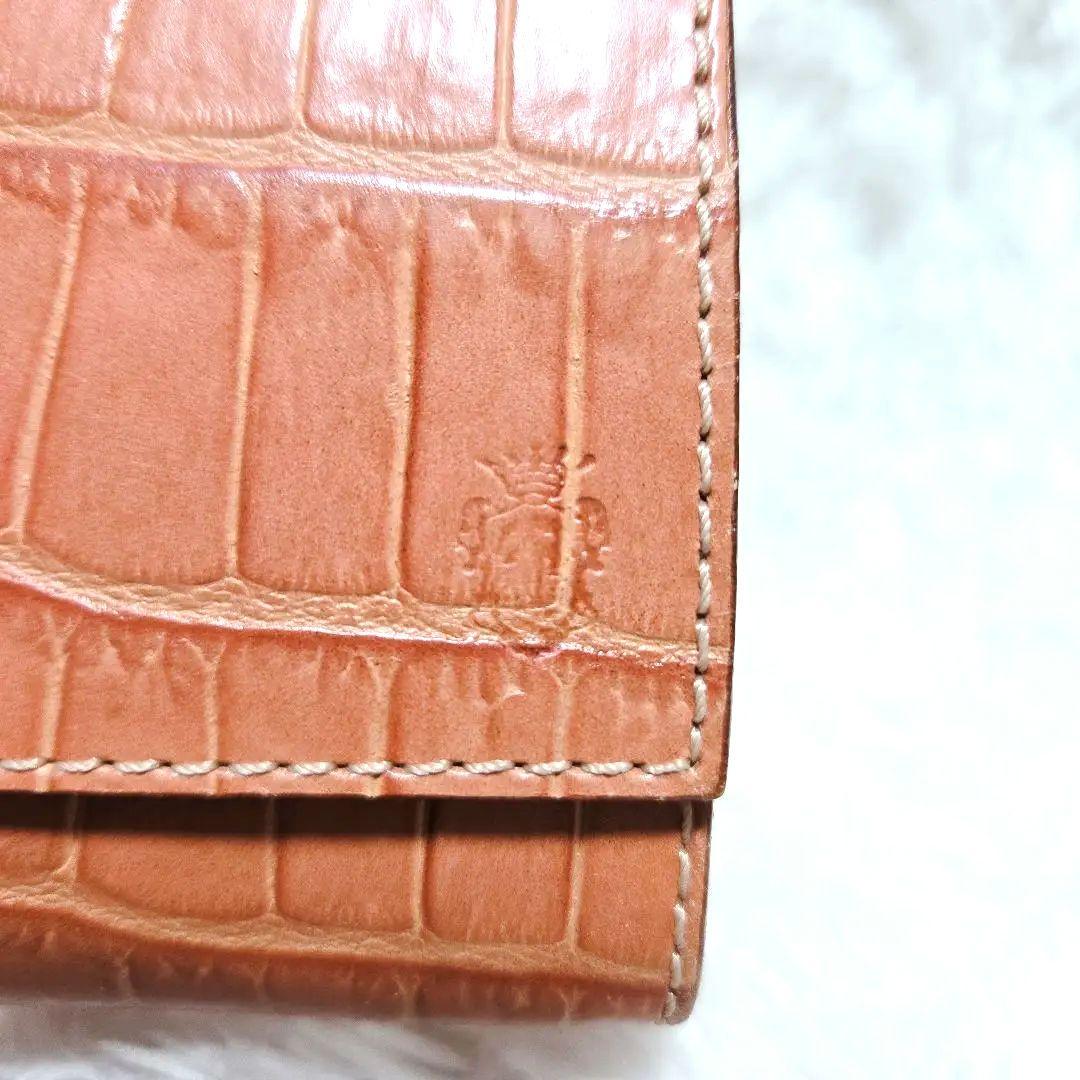 2/7限定☆フェリージ 長財布 クロコ型押し 本革 イタリア製 オレンジブラウン
