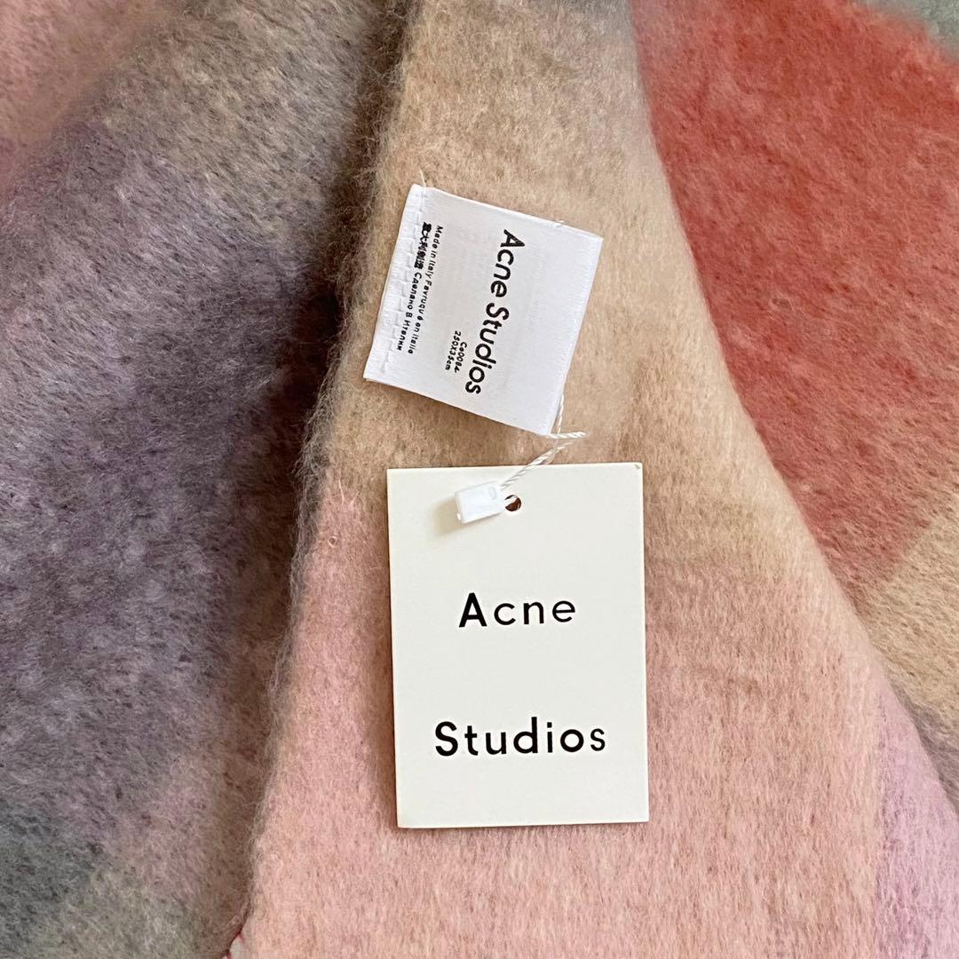 【新品未使用】Acne Studios チェックストール　マフラー　ピンク系