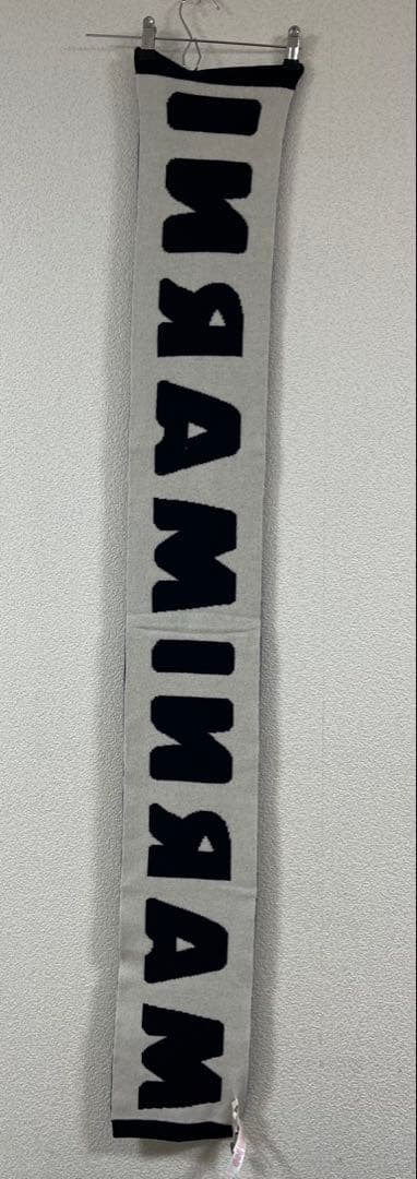 【新品・タグ付き】MARNI ウール100%ニットマフラー　ネイビー×ホワイト