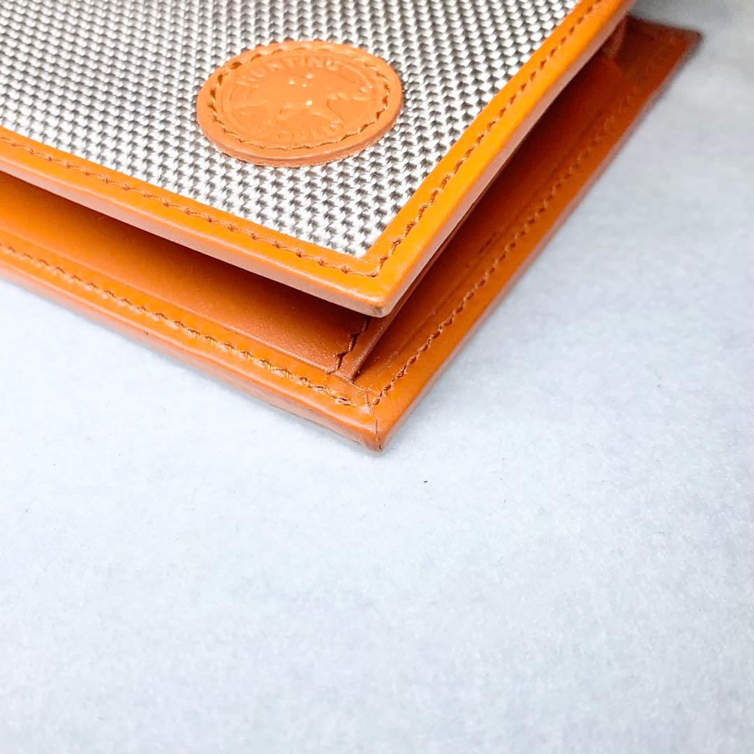 未使用級 ハンティングワールド 折り財布 ゾウロゴ グレー×ブラウン 付属品