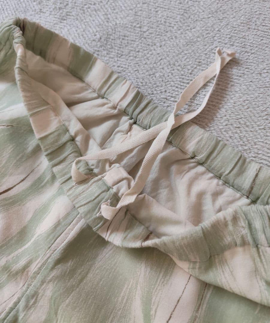 PRISTINE プリスティン オーガニック 笹の葉プリントパンツ M グリーン