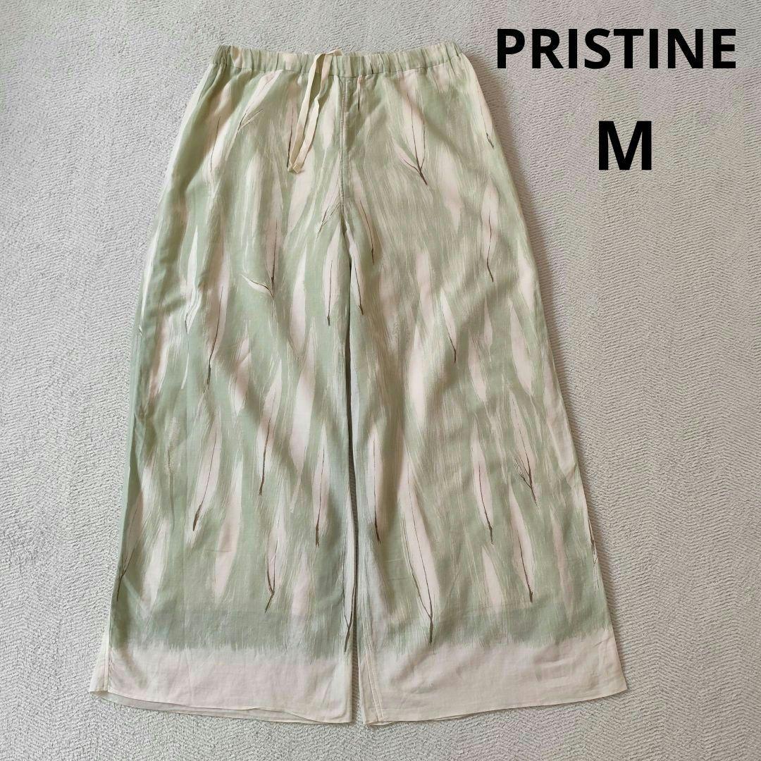 PRISTINE プリスティン オーガニック 笹の葉プリントパンツ M グリーン