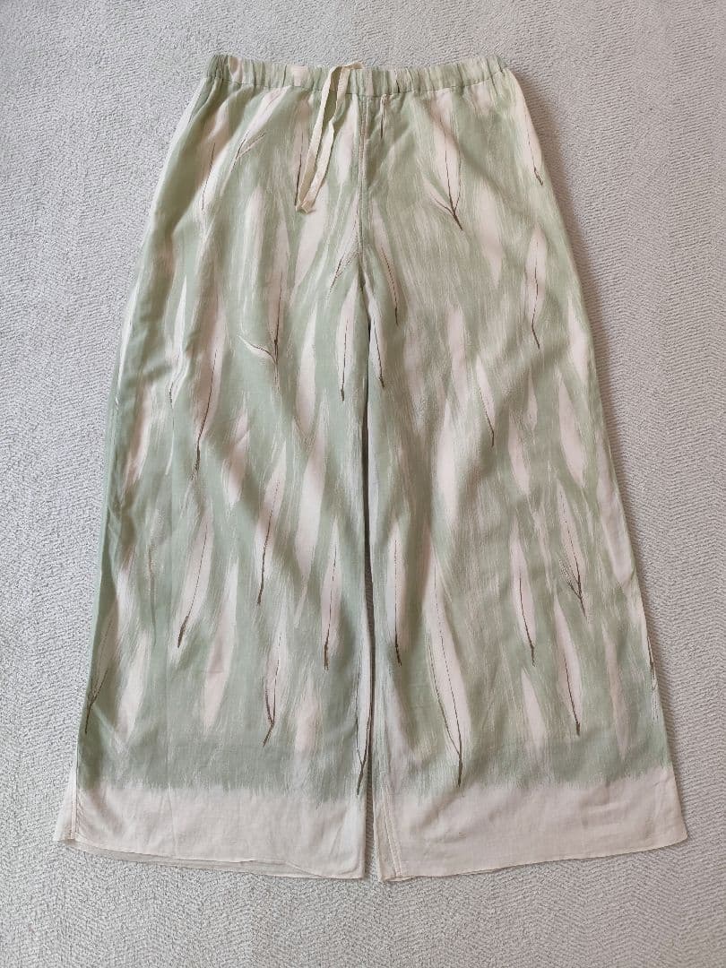 PRISTINE プリスティン オーガニック 笹の葉プリントパンツ M グリーン