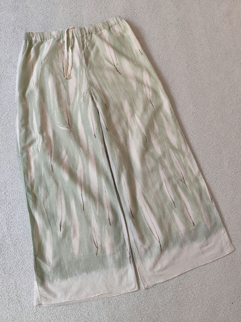 PRISTINE プリスティン オーガニック 笹の葉プリントパンツ M グリーン