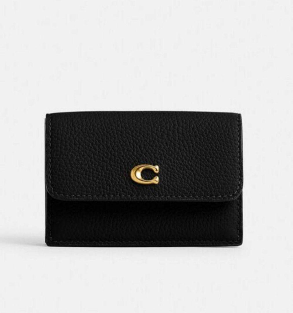 ☆COACH☆ ブラック 三つ折り財布 保存袋付き