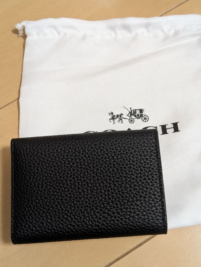 ☆COACH☆ ブラック 三つ折り財布 保存袋付き