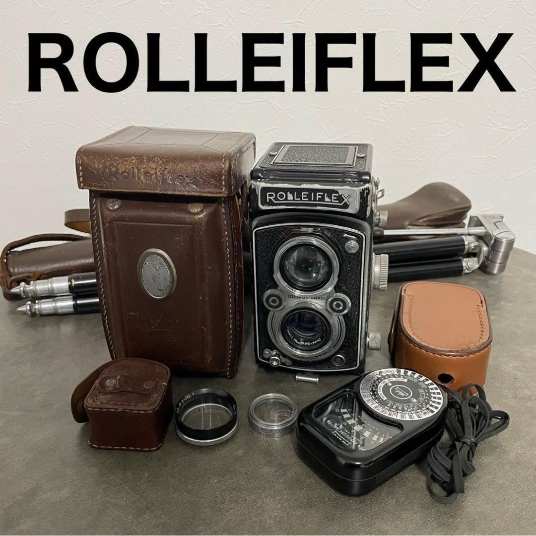 Rolleiflex 二眼レフカメラ ジャンク品 レザーケース付き パーツ取り