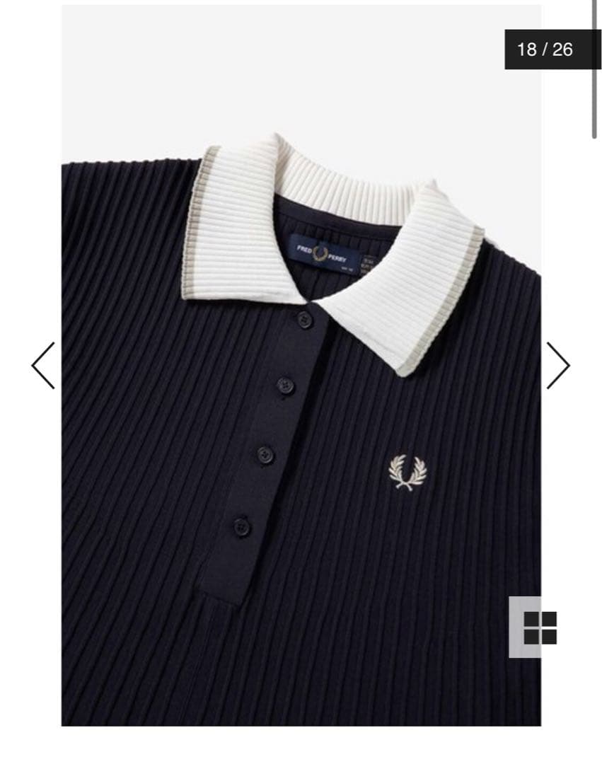 FRED PERRY 長袖ポロシャツ ネイビー/ホワイト