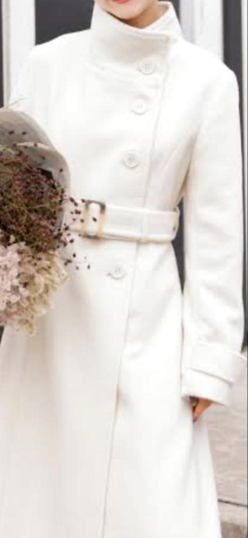 ウィルセレクション　スタンドカラーコート　ホワイト