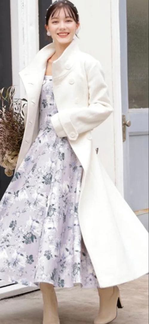 ウィルセレクション　スタンドカラーコート　ホワイト