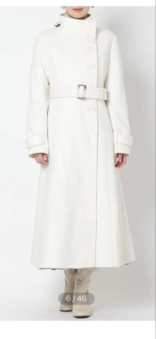ウィルセレクション　スタンドカラーコート　ホワイト