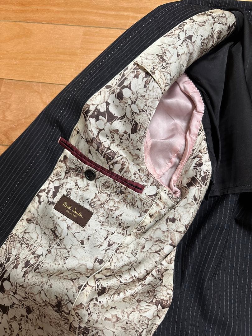 Paul Smith ポールスミス　コレクション　スーツ　黒　ストライプ　L