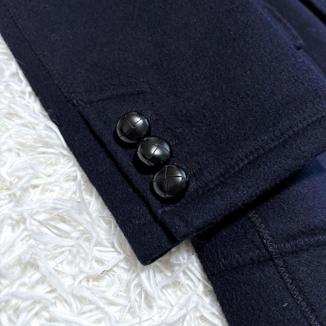 ジュンヤワタナベマン ウールボンディングコート カシミヤ混 ネイビー S