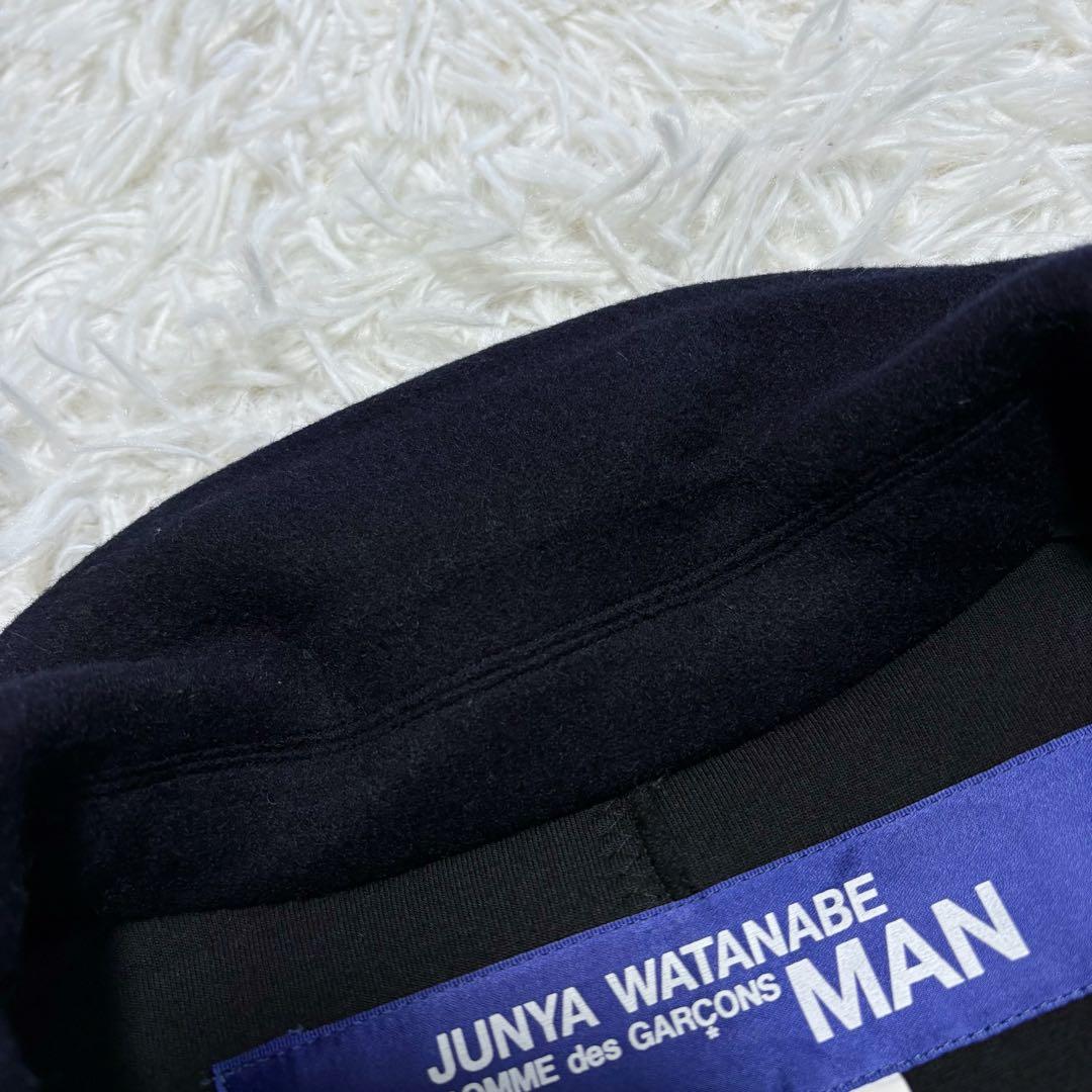 ジュンヤワタナベマン ウールボンディングコート カシミヤ混 ネイビー S
