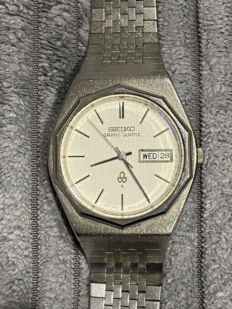 稼働　セイコー　グランドクォーツ　4843-7000 デイデイト　10角ベゼル