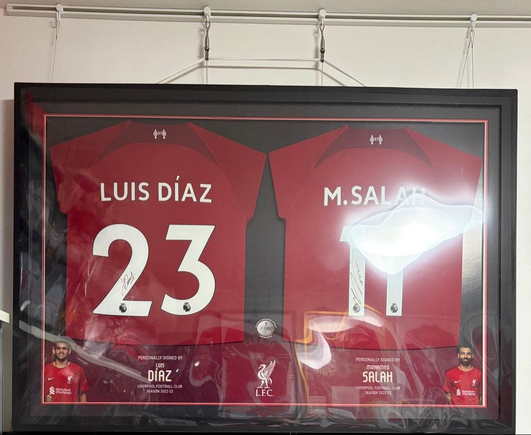 リバプール モハメド・サラー ルイス・ディアス 直筆サイン入り ユニフォーム
