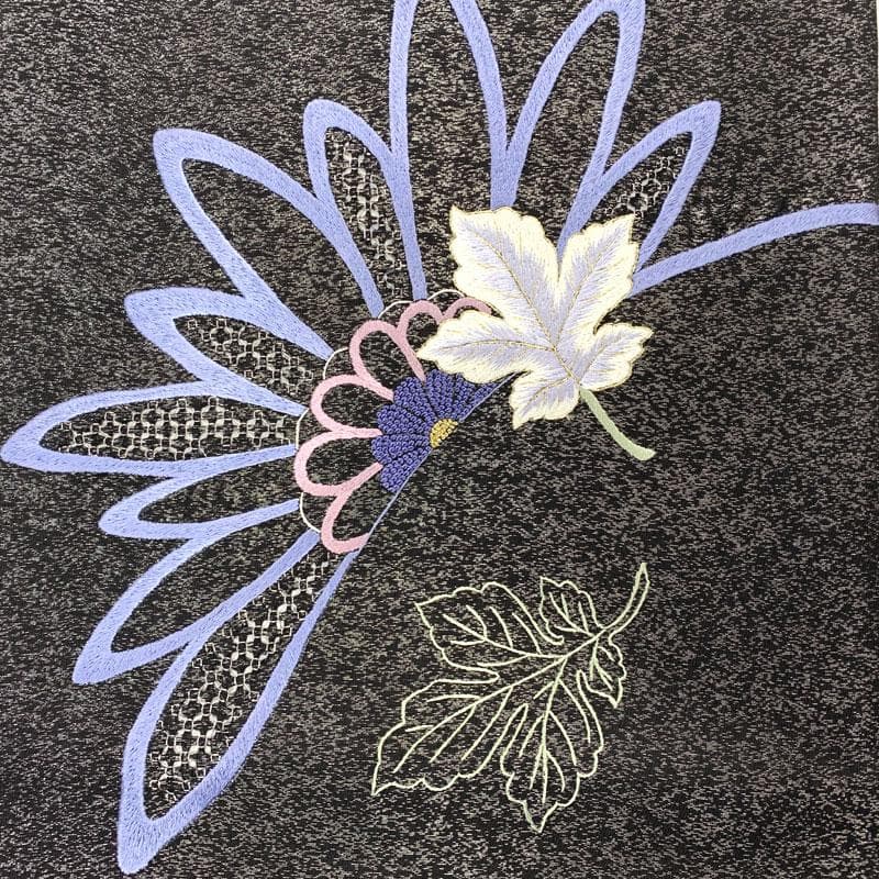 511my11◇汕頭刺繍 相良刺繍 銀通し 花文様 お太鼓柄 袋帯◇美品
