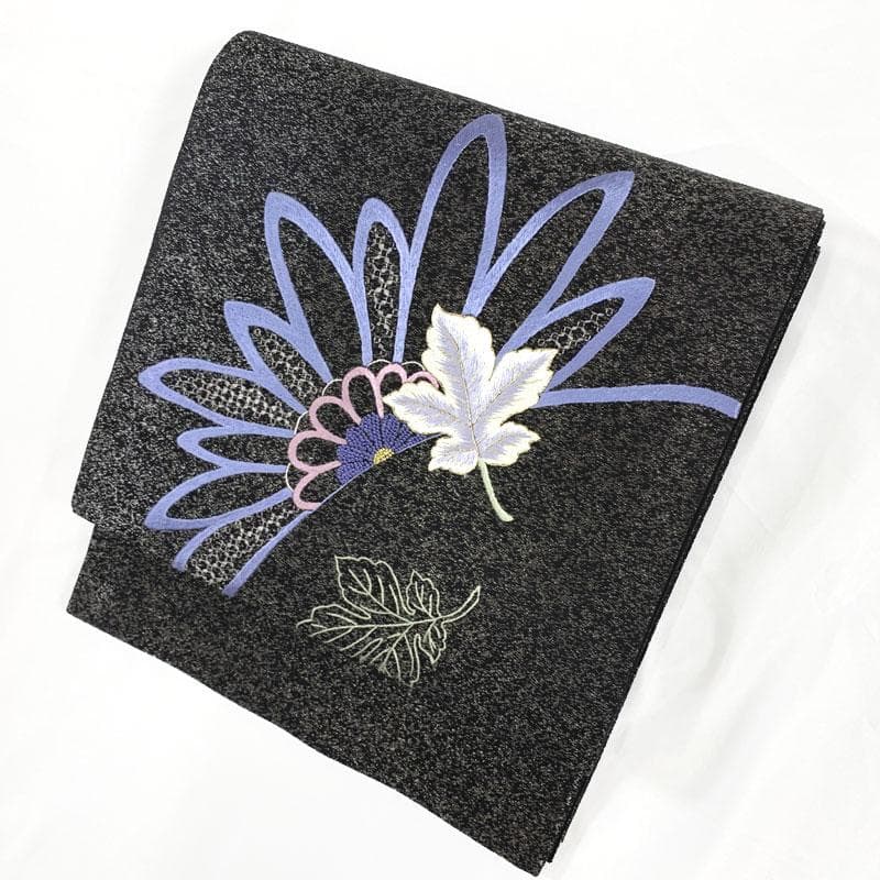 511my11◇汕頭刺繍 相良刺繍 銀通し 花文様 お太鼓柄 袋帯◇美品