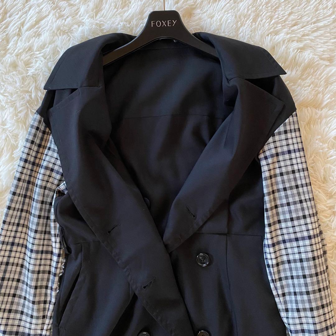 ダイアグラム　チェックコンビワンピース　トレンチ風　切替 ベルト　マキシ