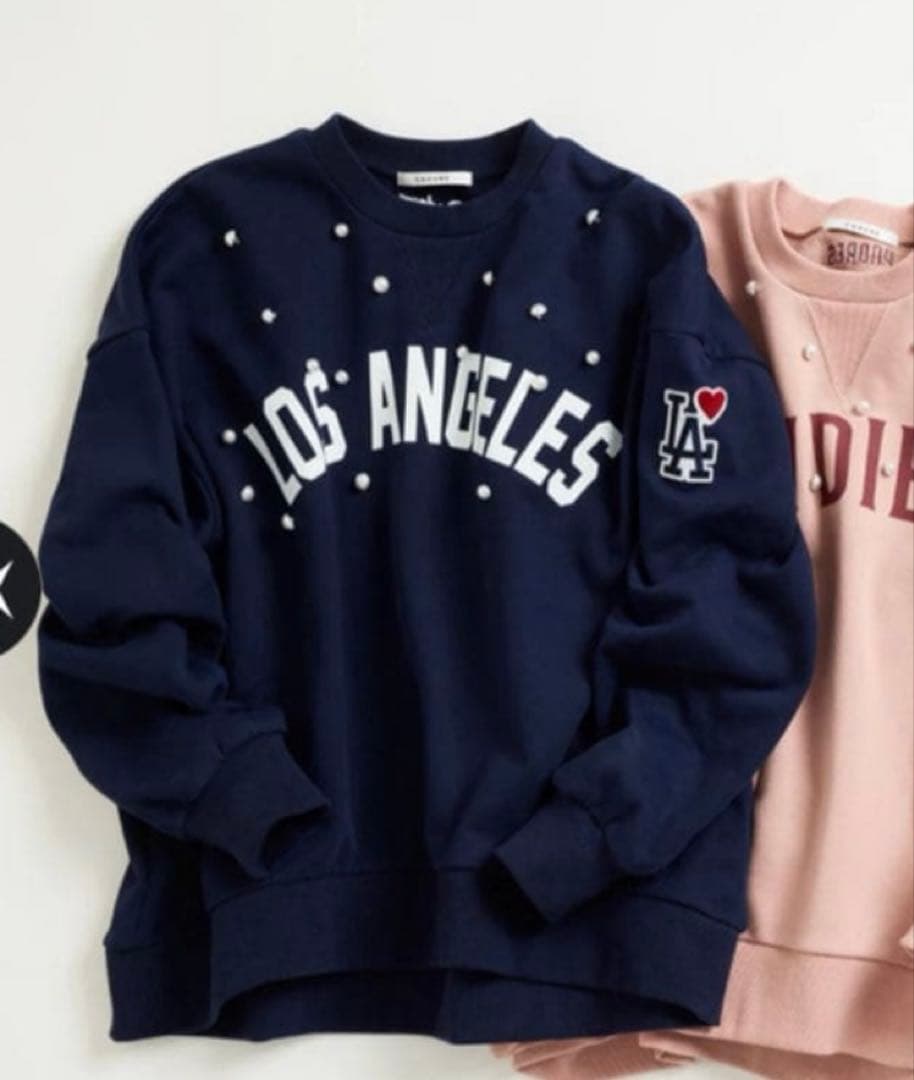 即納　CADUNE<MLB別注>パールスウェット　ネイビー