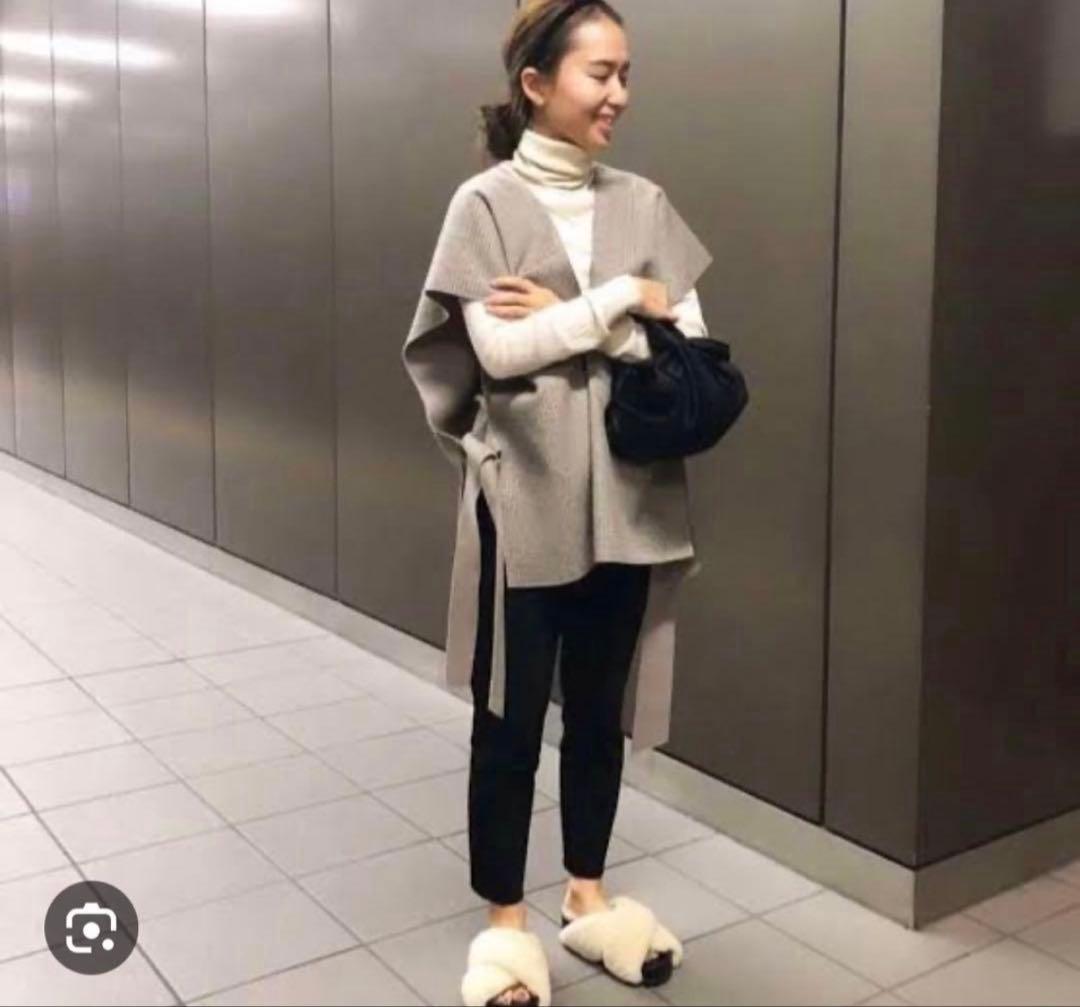 【美品】ヨリ yori リバーシブル　グレンチェックジレ ポンチョ