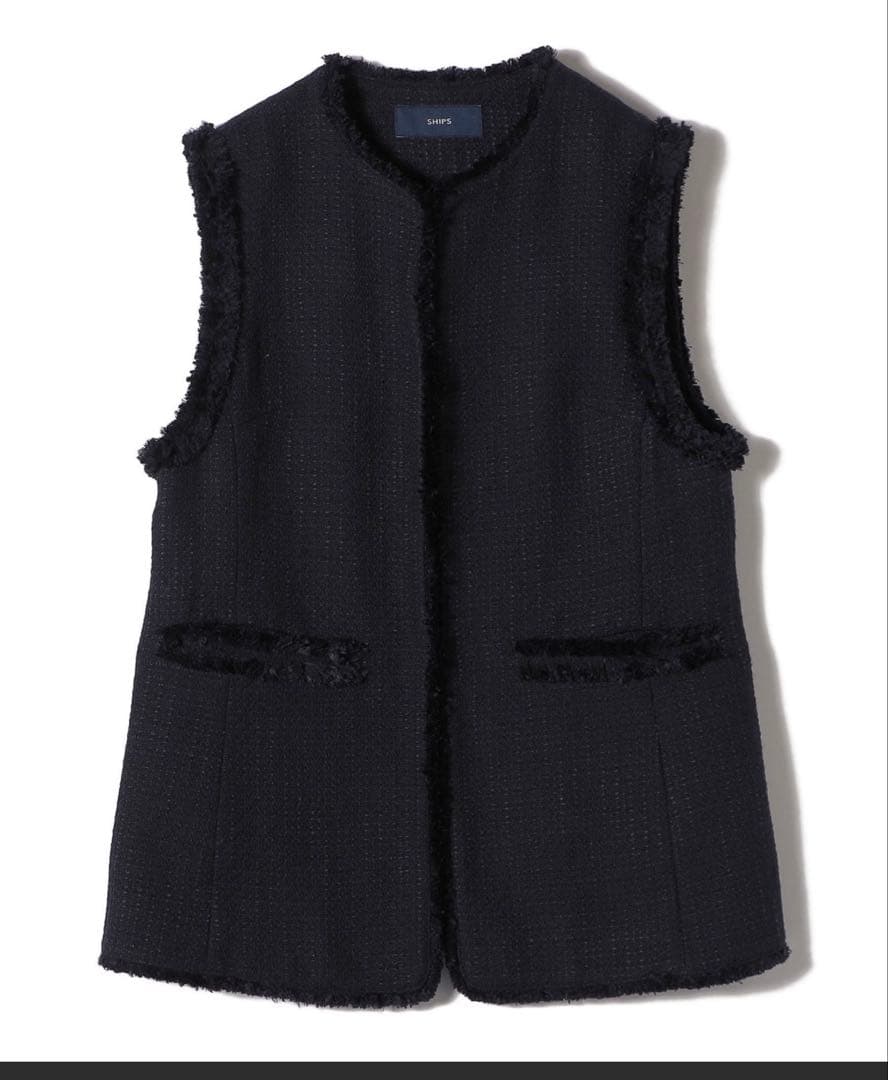 ships ツイードロングジレ