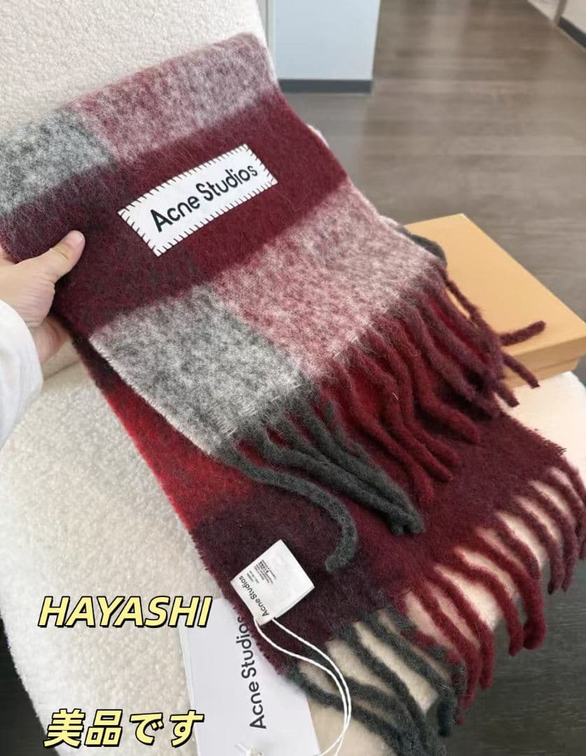 Acne studios モヘアチェックマフラー28x250cm