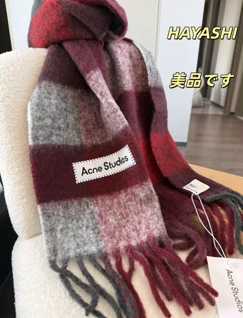 Acne studios モヘアチェックマフラー28x250cm