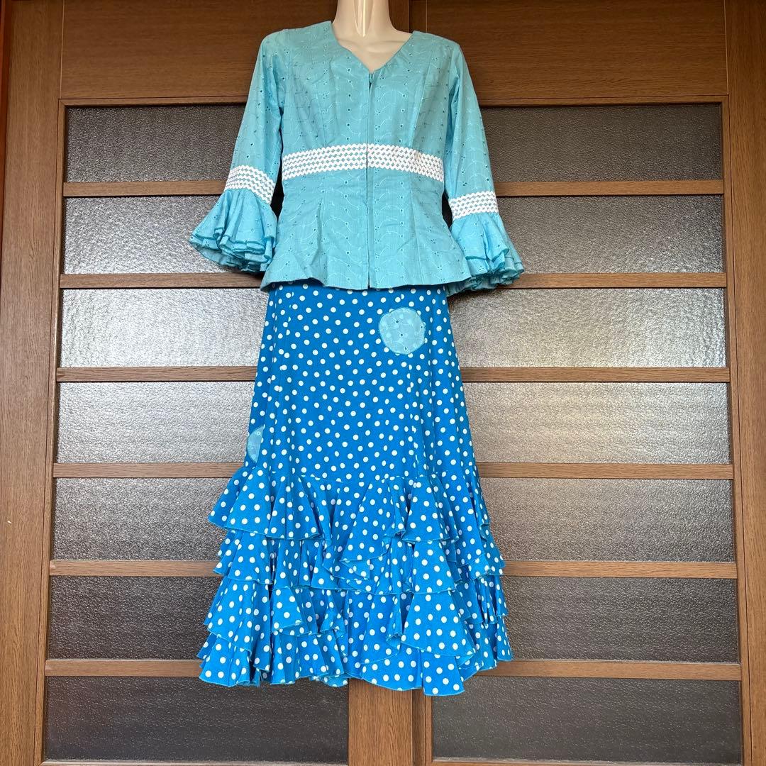 水色フラメンコツーピース