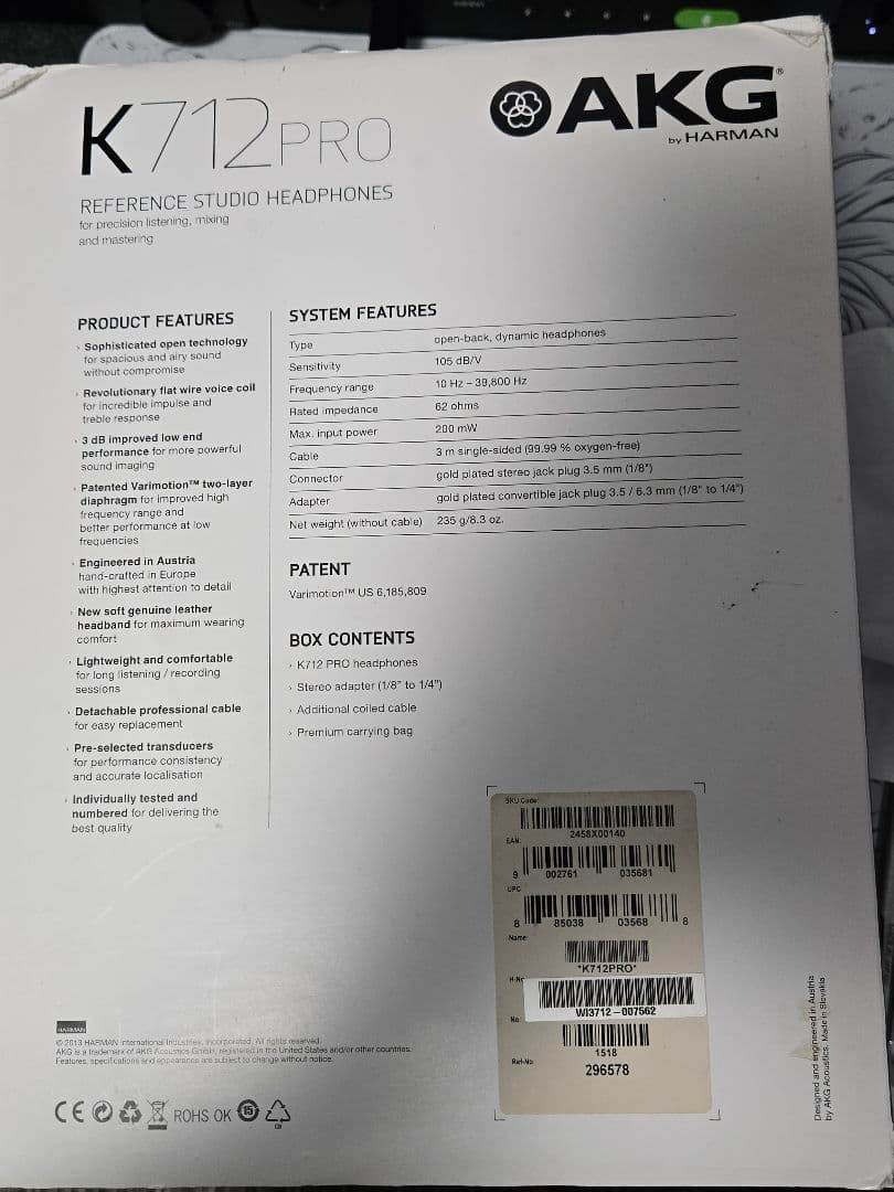 AKG K712PRO ヘッドホン スロバキア製
