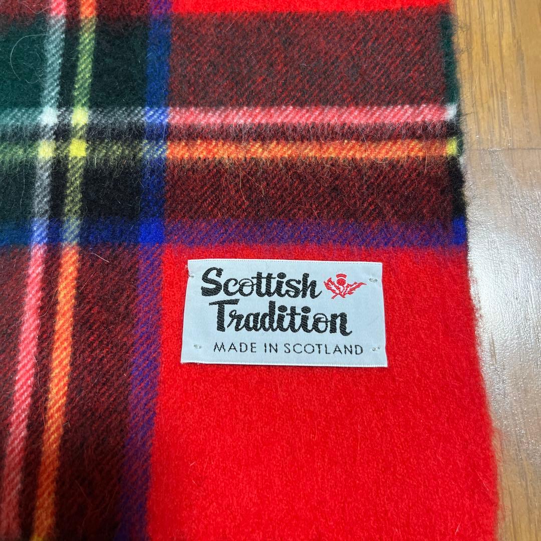 未使用★Scottish Tradition マフラー　チェック×レッド系
