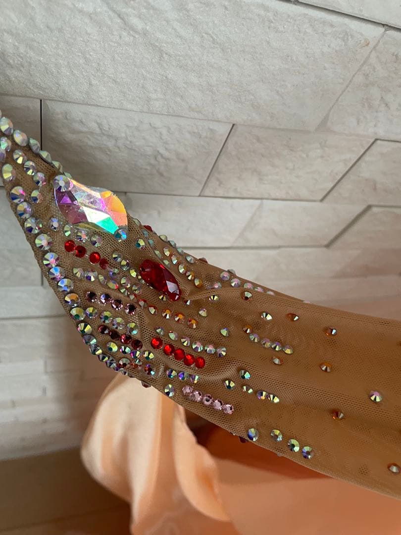 社交ダンス⭐️スタンダードドレス　オーダードレス　ベージュ＆オレンジ