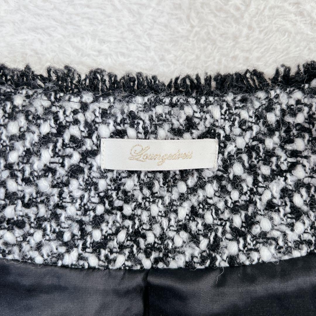 美品✨ラウンジドレス ツイードジャケット ノーカラー ウール 黒 人気完売品